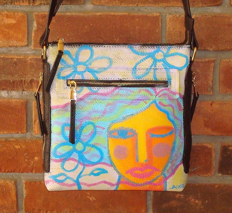 Original Abstract Art Hand Painted Shoulder Bag Crossbody Purse Messenger Bag Handbag